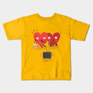 Two happy hearts watching TV together Kids T-Shirt